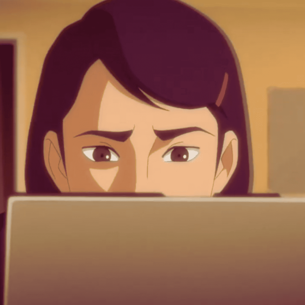 Mind-Bending Plot Twists - an anime character is looking at a laptop screen