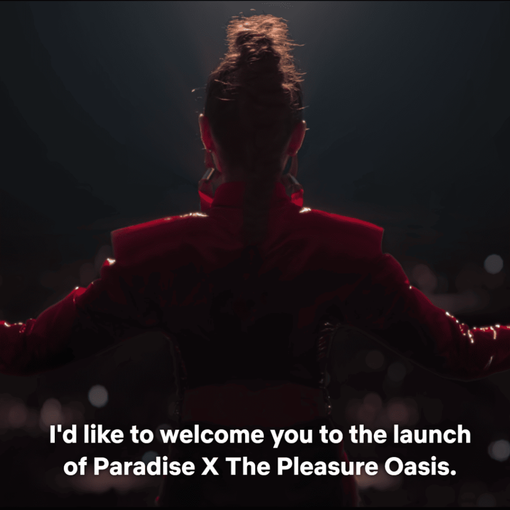 Tomorrow & I: a person in red with outstretched arms