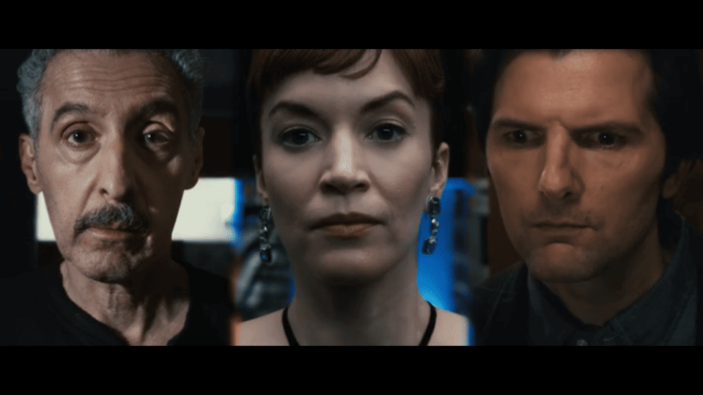 Severance Season 1 Ending Explained: the three actors in the drama are looking at the camera