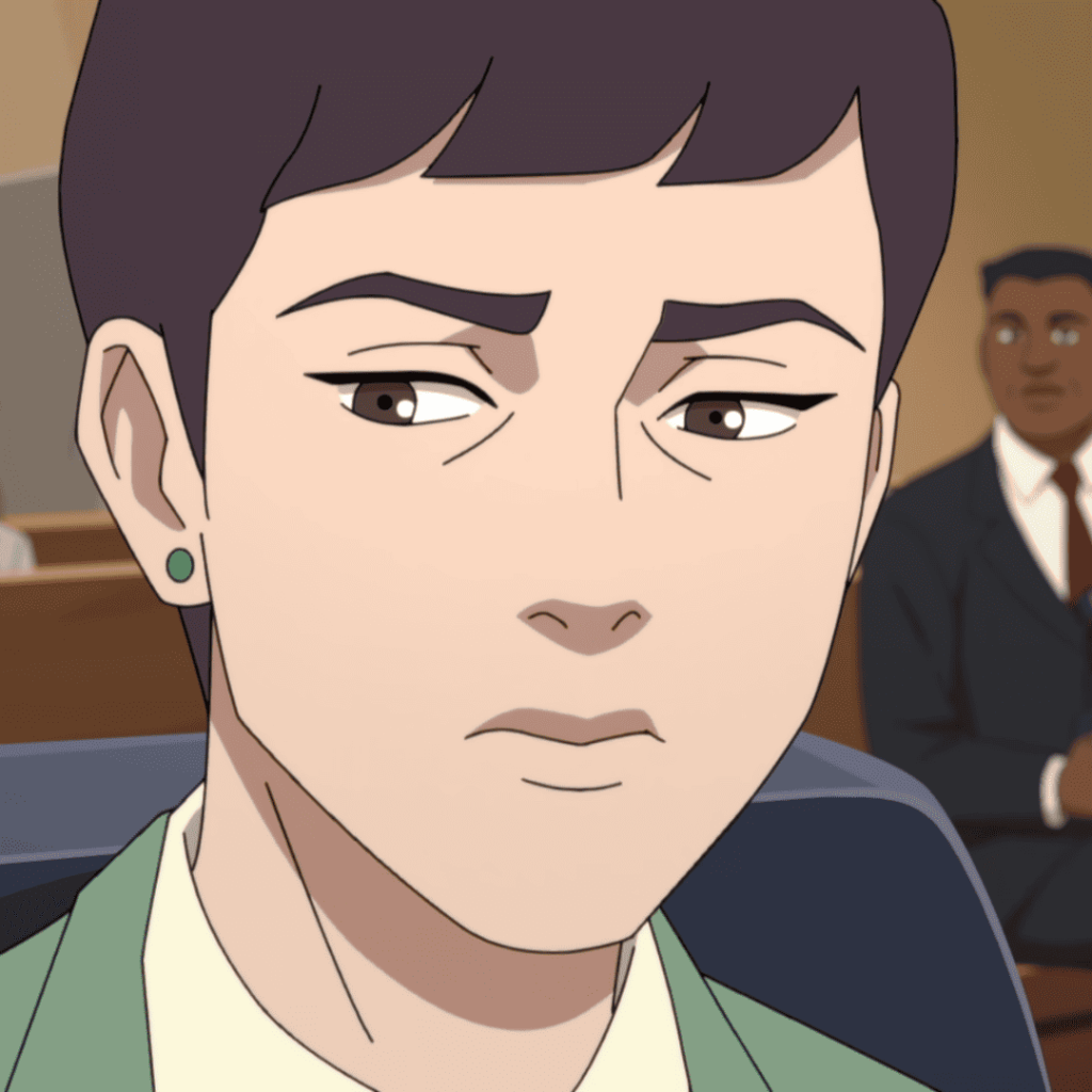 Pantheon Season 2 First Impressions: A cartoon character in a suit and tie sitting at a desk.