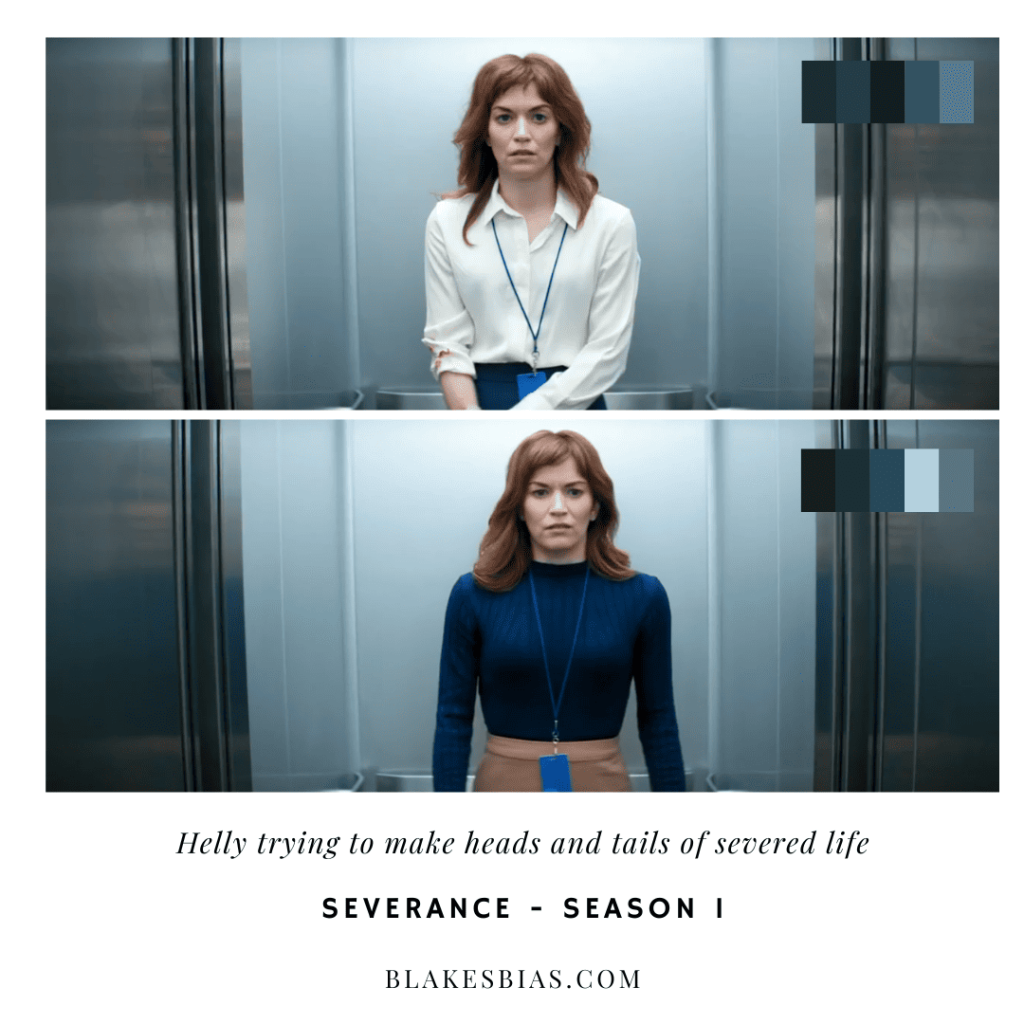 Best Severance Characters: A person is standing in an elevator.