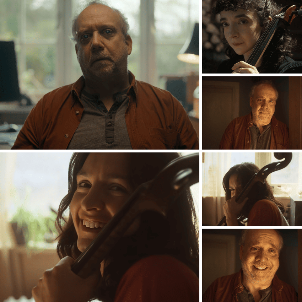 Black Mirror Season 7 Reflection: A 6-image grid of Phillip, The Guide, and Carol in Eulogy, highlighting the emotional unraveling of memories and the truths they reveal