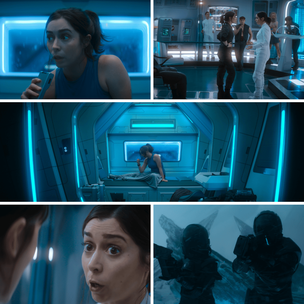Black Mirror Season 7 Reflection: A 5-image grid from USS Callister, featuring moments of existential tension and dark humor in the digital universe of the game