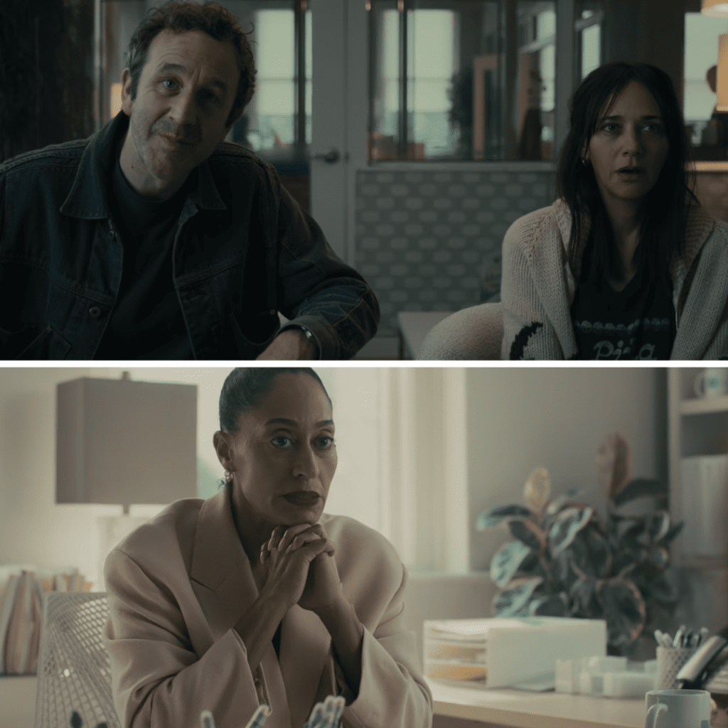 Black Mirror Season 7 Reflection: The couple in the RiverMind office from Common People, where they are hit with the reality of their decision