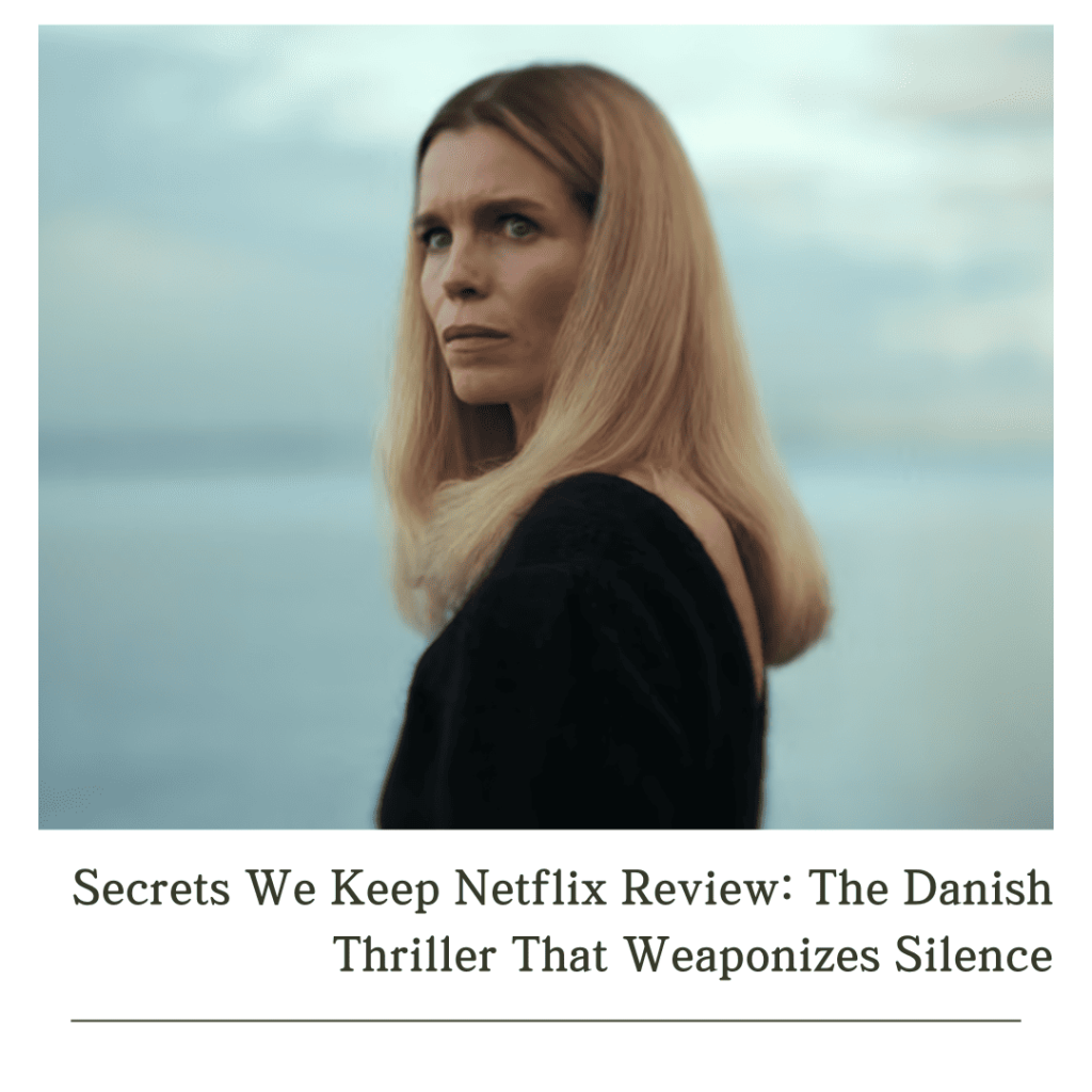 Cecile stands alone on the pier, looking back with quiet dread in Secrets We Keep