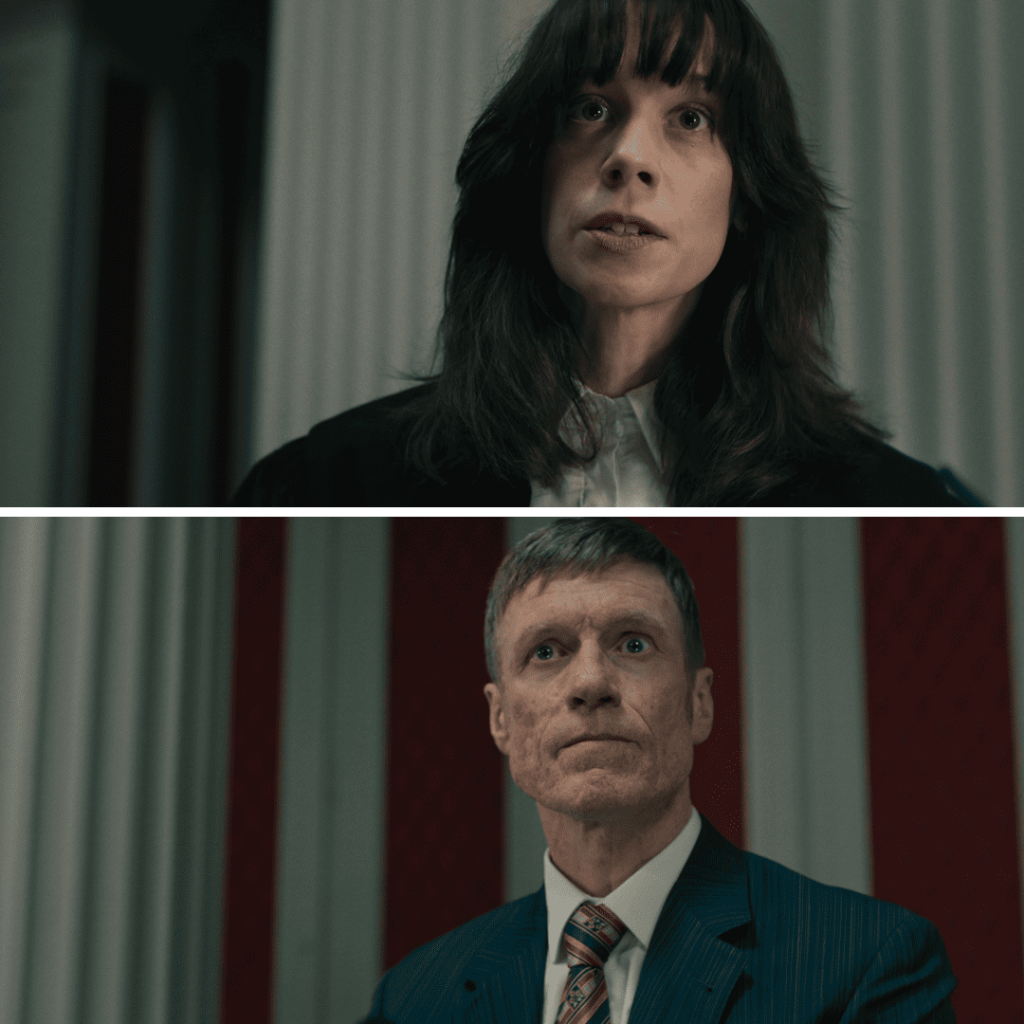 Dept Q Episode 1 Review: Merritt Lingard and the accused both stand in court