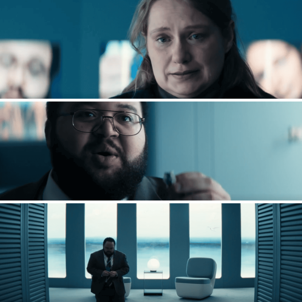 Severance Season 2 Identity: three image grid of Innie Dylan proposing to Gretchen