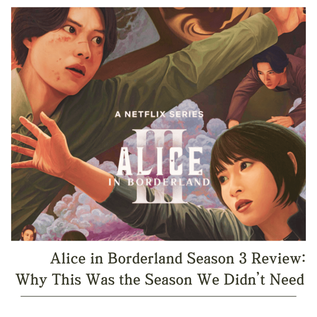 Promotional poster of Arisu and Usagi facing the chaos in Alice in Borderland Season 3 Review