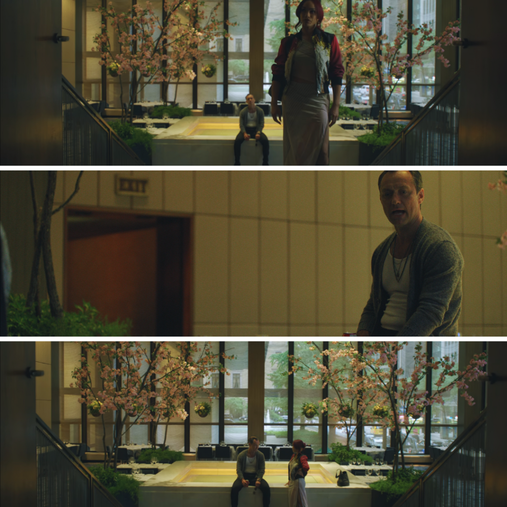 Black Rabbit Netflix Review: Jake, Roxie, and Estelle discussing the Four Seasons Pool Room