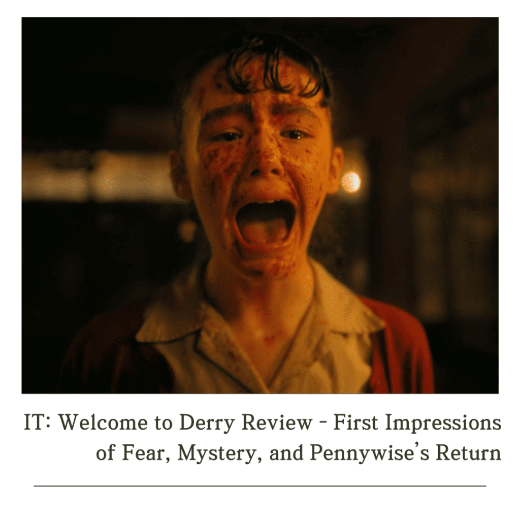IT Welcome to Derry Review: Still of Lily screaming with her face covered in blood