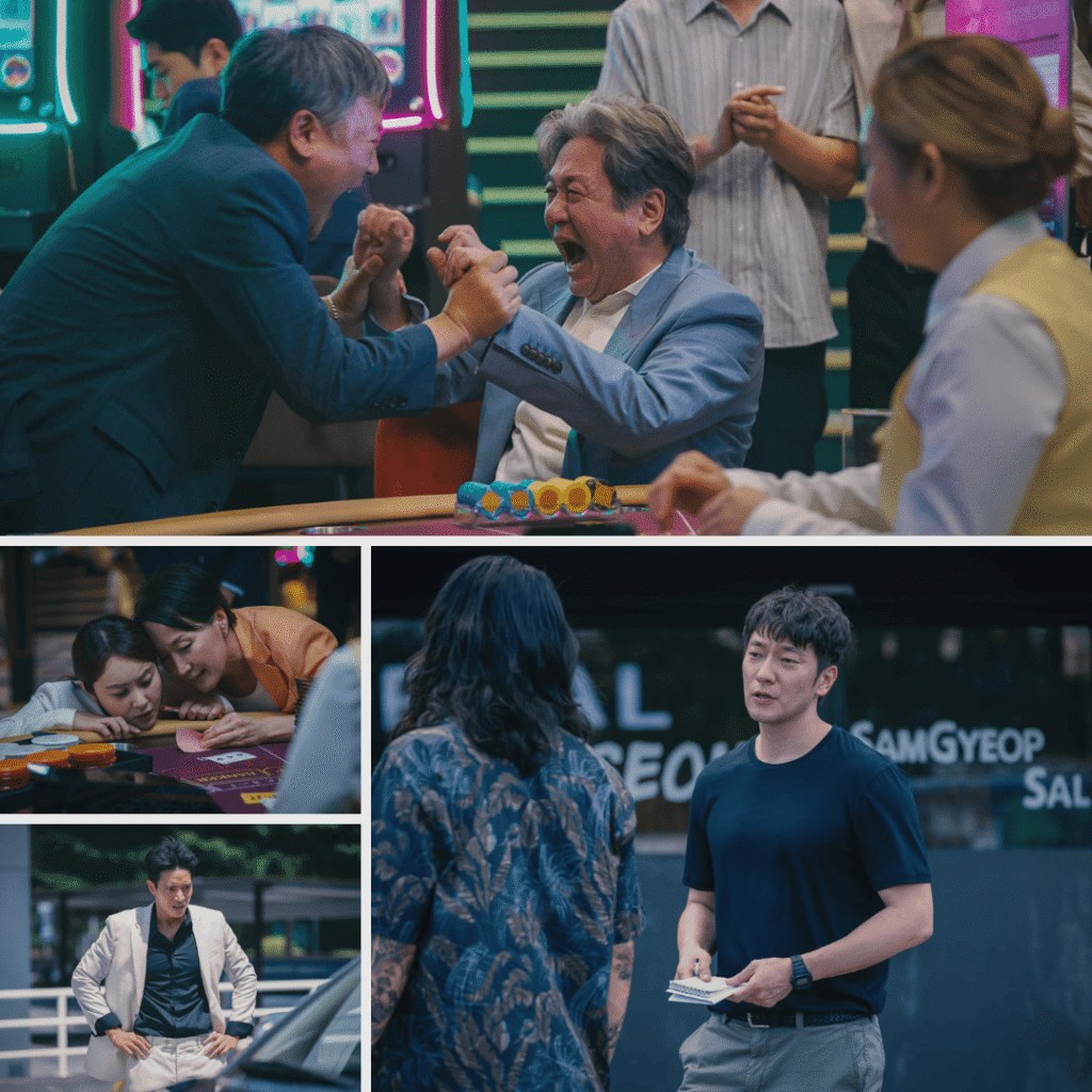 K-dramas like Trigger: Collage of Big Bet characters including Choi Min Sik and Son Suk Ku.