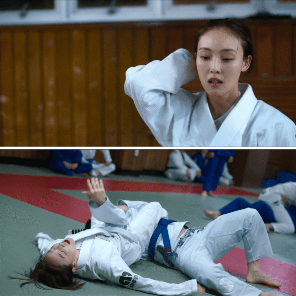 Stills of Eun-su training in jiu-jitsu from As You Stood By Netflix First Impressions Review.