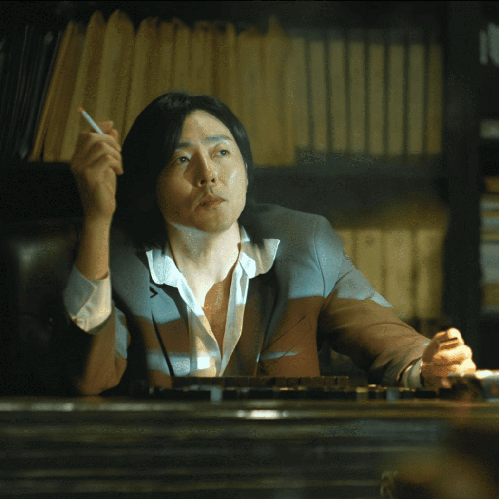 So-baek smoking at his desk in As You Stood By Netflix First Impressions Review.