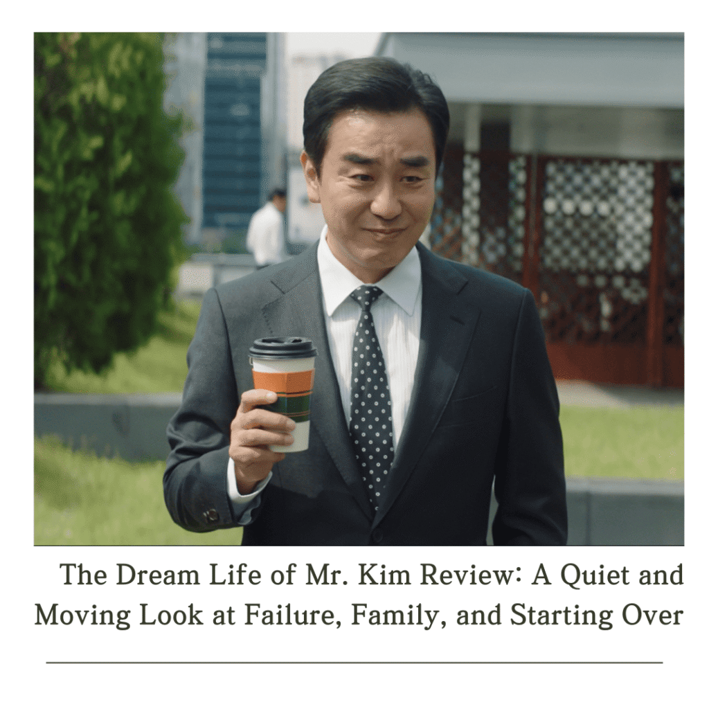 The Dream Life of Mr. Kim Review: Mr. Kim giving a pep talk on the ACT rooftop while holding a cup of coffee.
