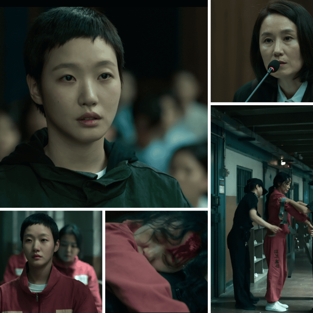 The Price of Confession Review collage showing Yun su and Mo Eun in court and in prison