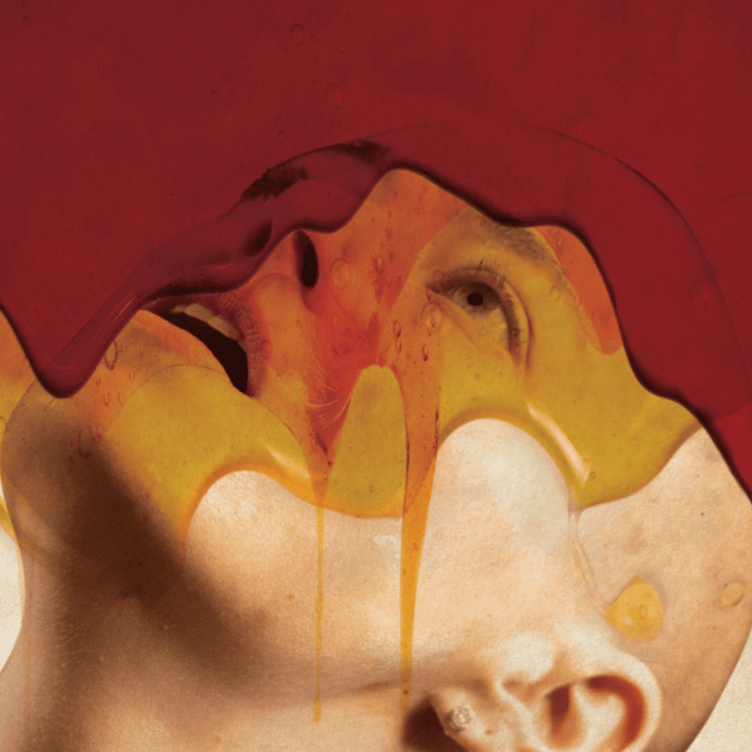 Bugonia Review: Emma Stone's with blood and honey mixture pouring over her shaved head in the film’s promotional poster.