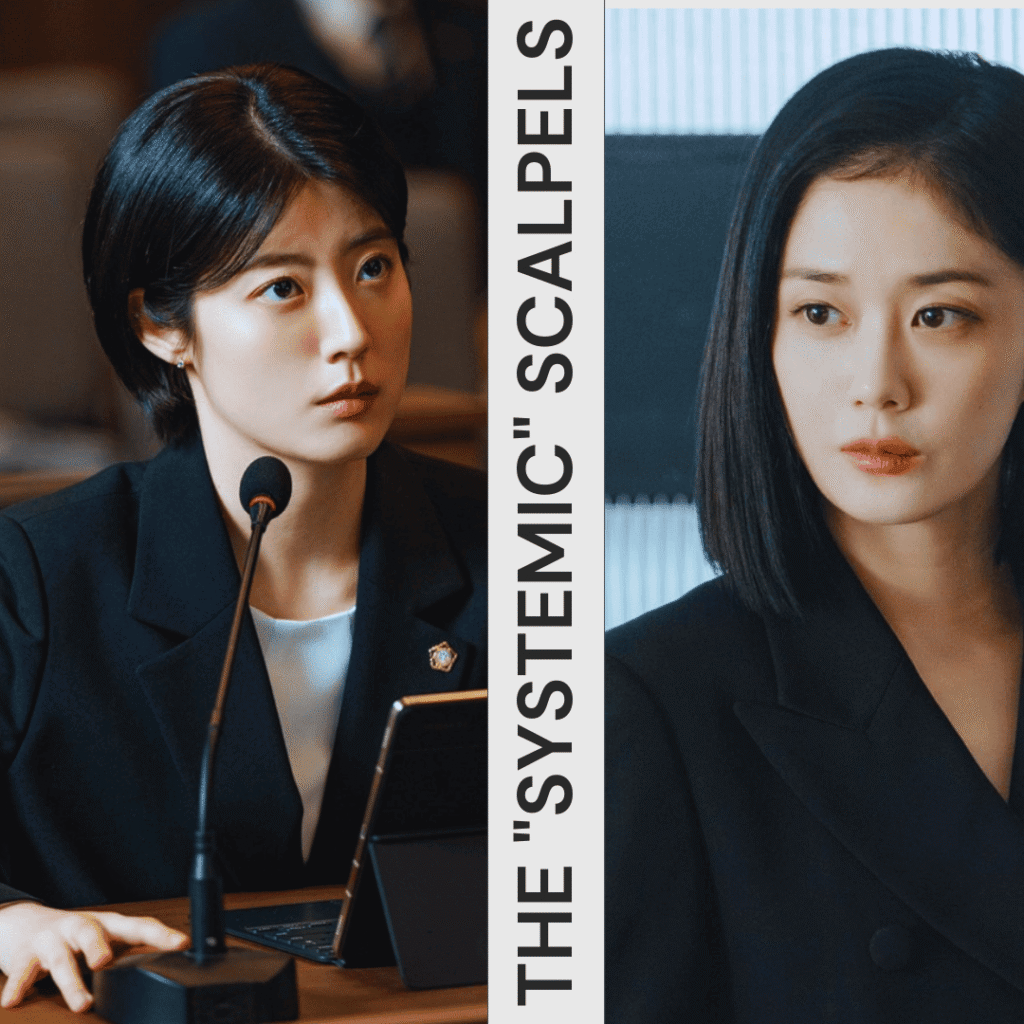 K-dramas like The Judge Returns: A two-image grid from Good Partner featuring Jang Na-ra and Nam Ji-hyun in a high-stakes legal setting