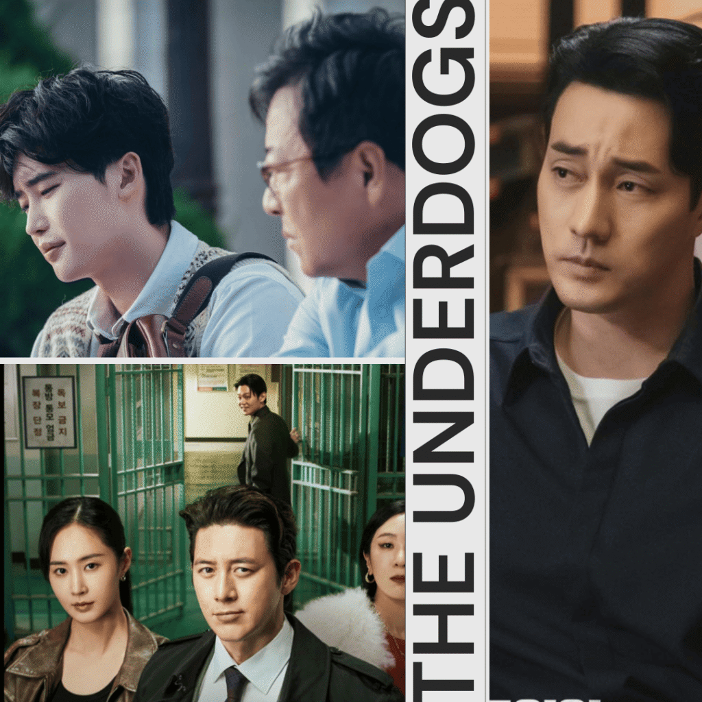 K-dramas like The Judge Returns: A collage of stills from Big Mouth, Parole Examiner Lee, and Doctor Lawyer focusing on corruption and conspiracy themes