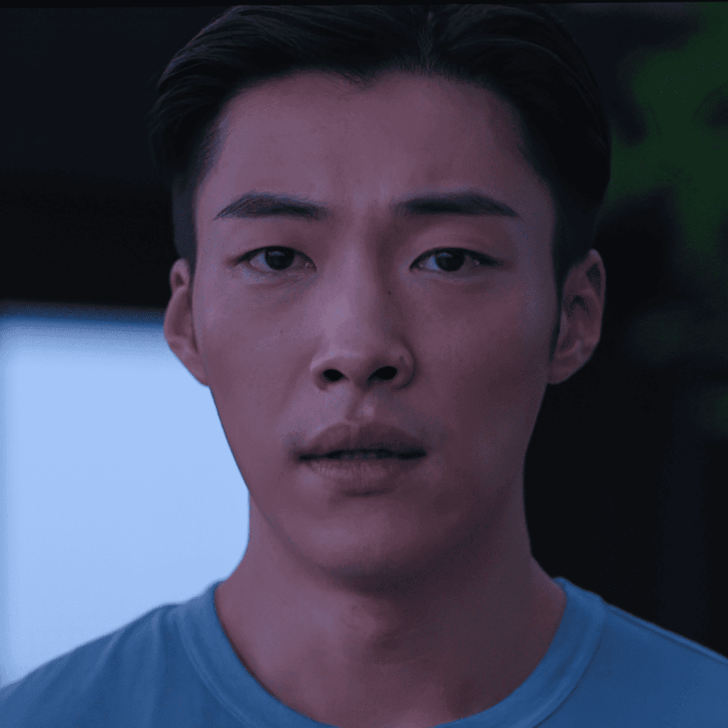 A tense close-up of Geon-woo before facing Myeong-gil and In-beom, analyzed in this Bloodhounds Season 1 Recap.