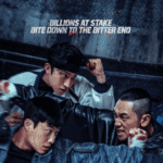 A promo poster featuring the central trio of the Bloodhounds Season 2 Review: the antagonist Im Baek-jeong and the duo of Geon-woo and Woo-jin.
