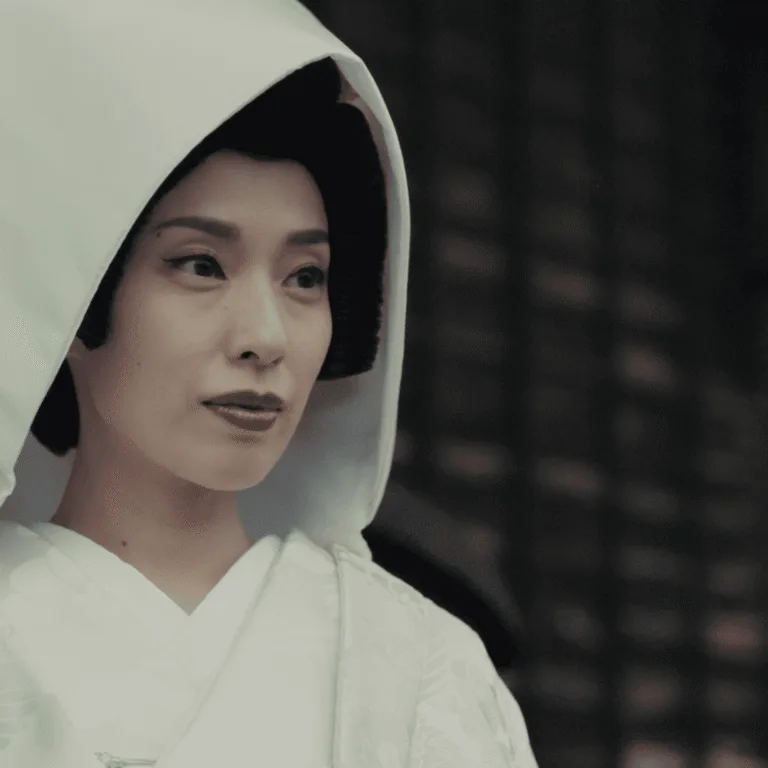 A secondary blog cover image for the Straight to Hell review showcasing Kazuko Hosoki dressed in elegant traditional wedding clothes.