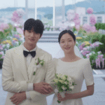 A close-up wedding shot for the Yumi’s Cells Season 3 review capturing a poignant moment between Yumi and Soon-rok on their big day.