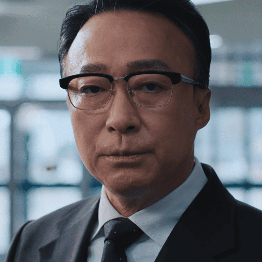 A gritty close-up character still of Choi Gang-seok, analyzed in our Teach You a Lesson review.