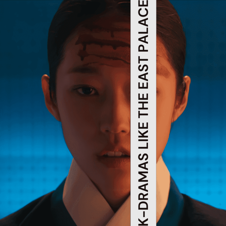 Blog cover featuring a close-up still from The East Palace showing Saeng-gang with blood smeared across her forehead against a deep blue background, highlighted in our guide for K-dramas to watch after The East Palace
