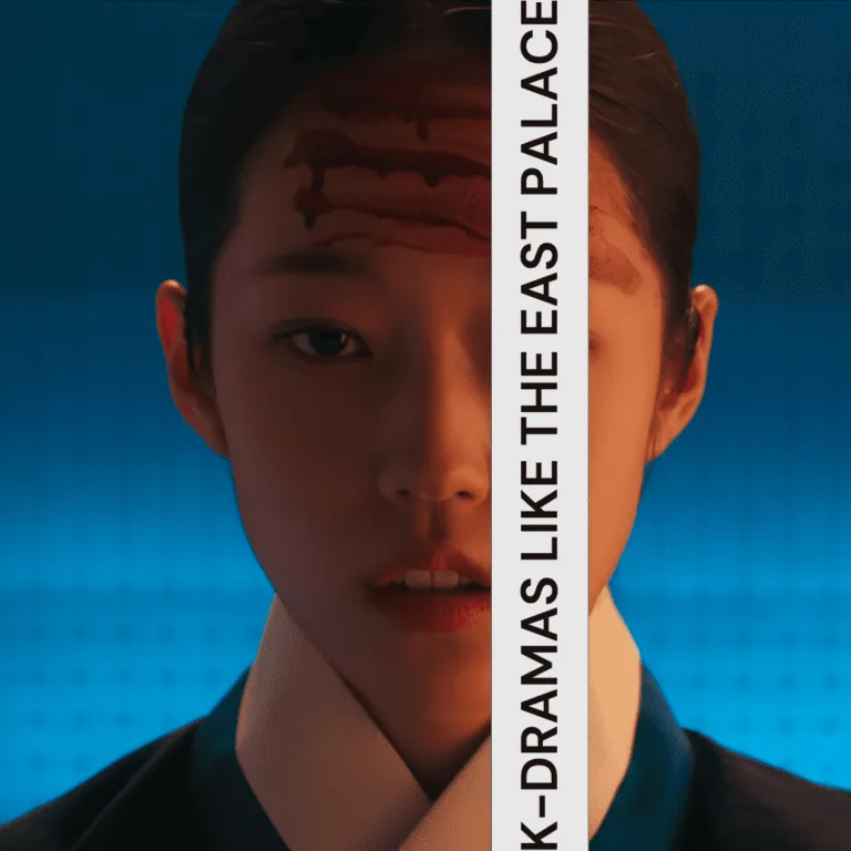 Blog cover featuring a close-up still from The East Palace showing Saeng-gang with blood smeared across her forehead against a deep blue background, highlighted in our guide for K-dramas to watch after The East Palace