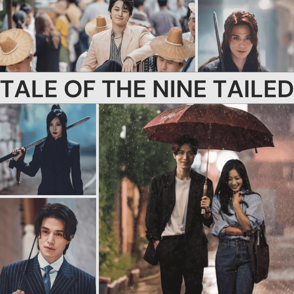 A five-image grid showcasing stills from Tale of the Nine Tailed and Tale of the Nine Tailed 1938, highlighting mythical gumiho lore for readers seeking K-dramas to watch after The East Palace.